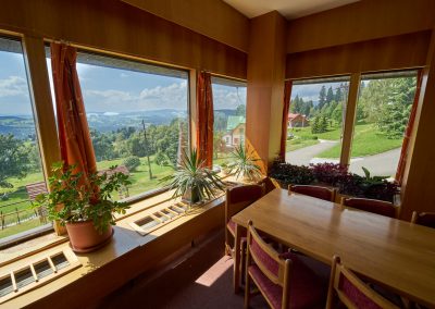 Ubytování na Benecku v Krkonoších - Horský hotel Kubát - restaurace výhled